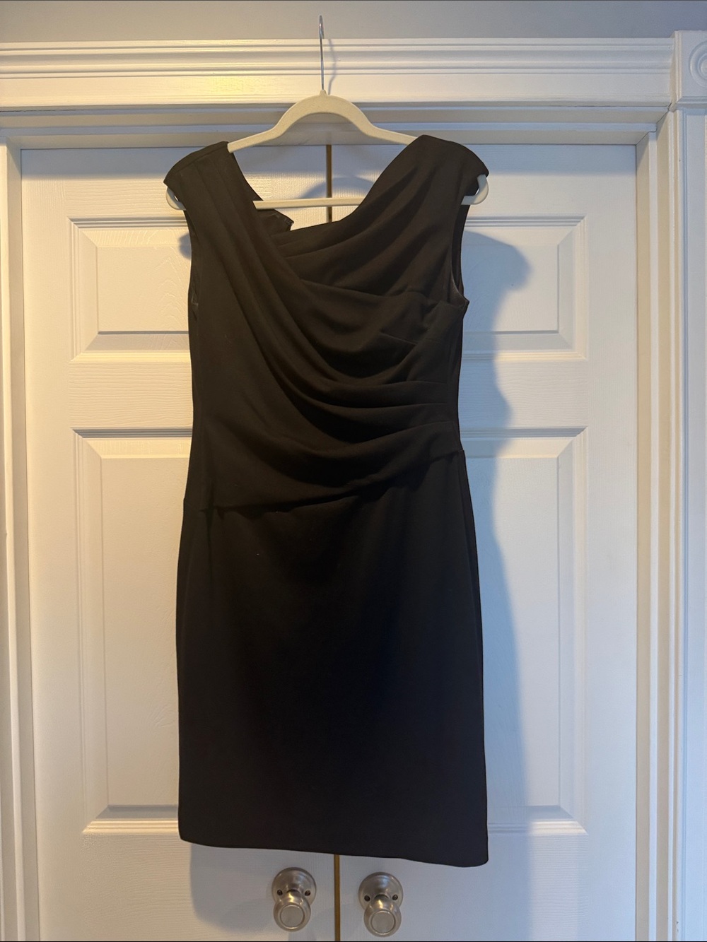 Ralph Lauren Black Draped Midi Sheath
